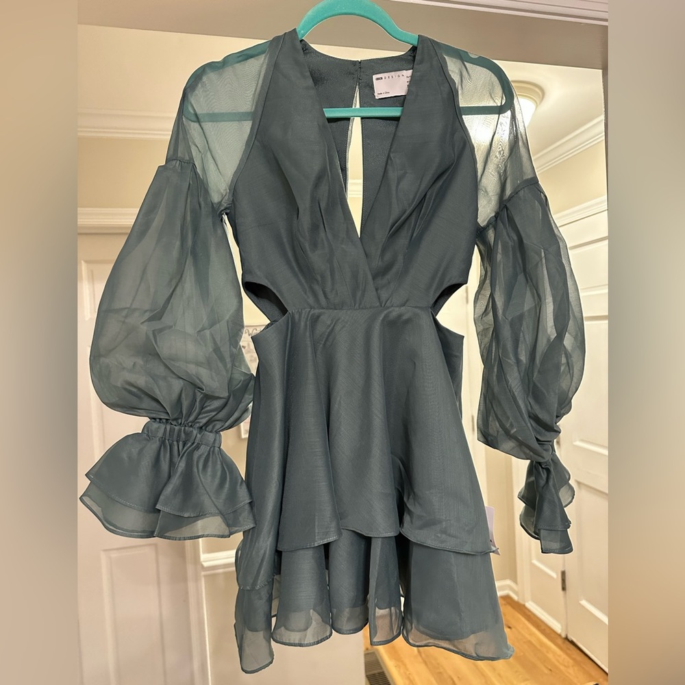 ASOS Teal Ruffle Layered Mini Dress - Picture 4 of 13
